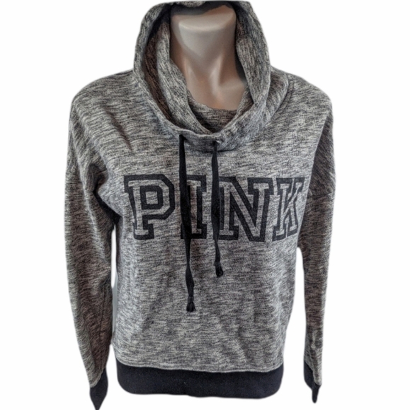 Pink by VS Heathered Cowl Neck Terry Sweatshirt Sm - Picture 1 of 8
